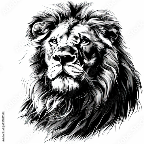 Wallpaper Mural A black and white drawing of a lion Torontodigital.ca