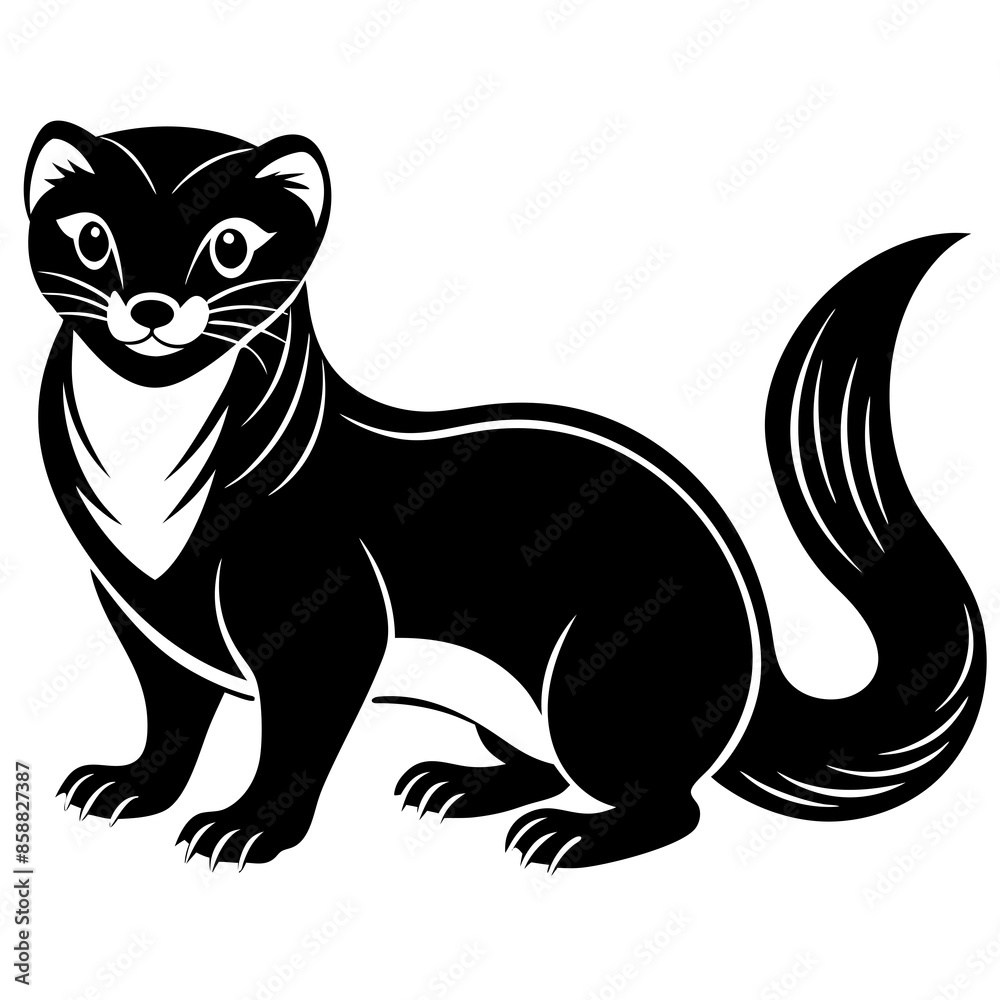 Obraz premium beautiful Ferret silhouette black color vector illustration