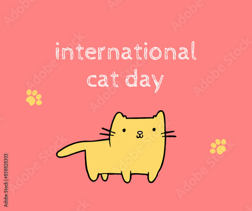 Clean Pink International Cat Day Illustration  photo