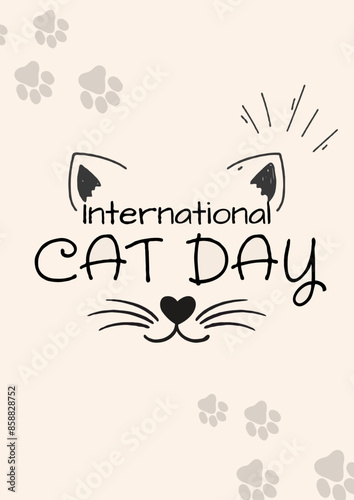 Cream Illustration International Cat Day Poster  photo