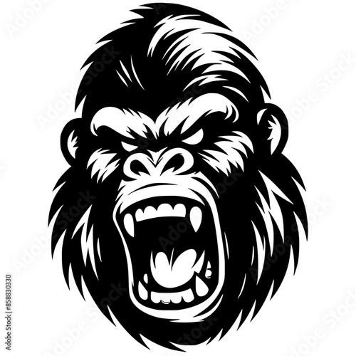 Angry gorilla face silhouette
