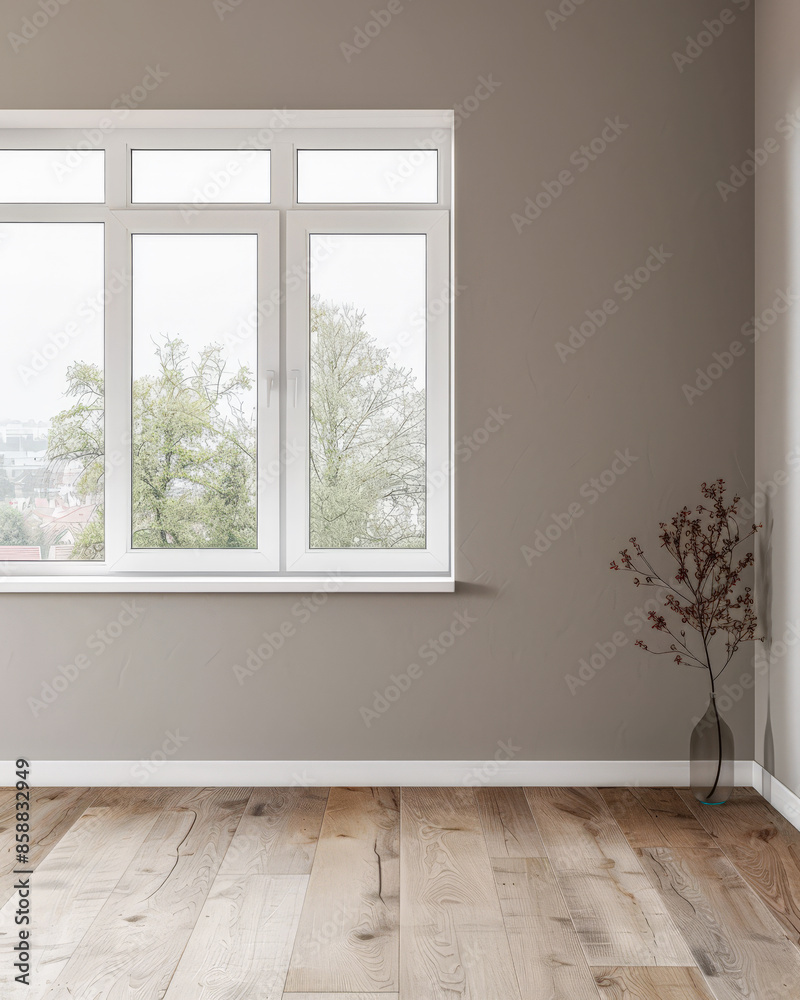 Window in a modern room filled with the light coming from it in a home decor composition. Real Estate interiors design with copy-space. Window in a modern room filled with the light coming from it in a home decor composition. Real Estate interiors design with copy-space.