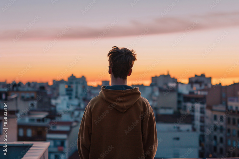 a person standing on a balcony looking at the city a person standing on a balcony looking at the city
