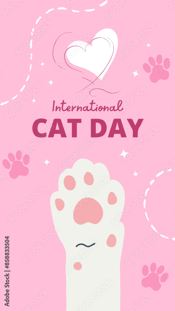 Pink Cute International Cat Day Pink Cute International Cat Day