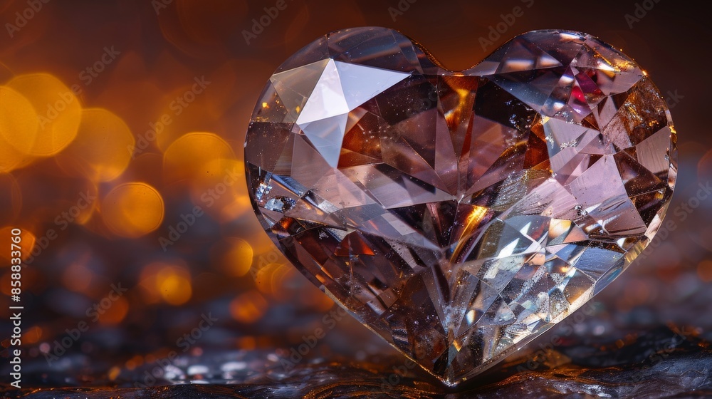 Macro photograph capturing intricate details of a heart shaped gemstone, showcasing its hyperdetailed facets and reflections under soft studio lighting Macro photograph capturing intricate details of a heart shaped gemstone, showcasing its hyperdetailed facets and reflections under soft studio lighting