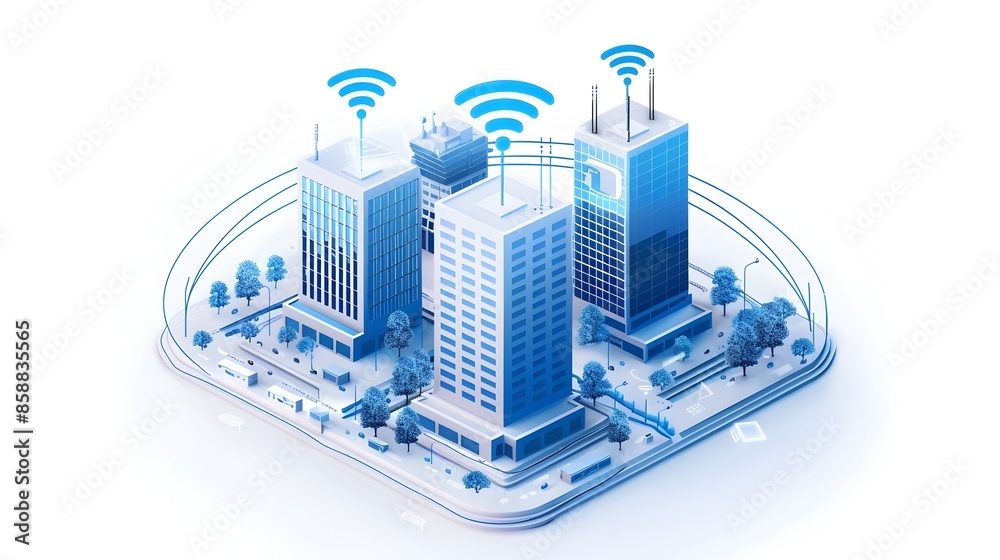 Futuristic Smart City With Modern High-Rise Buildings and Wireless Digital Infrastructure Futuristic Smart City With Modern High-Rise Buildings and Wireless Digital Infrastructure