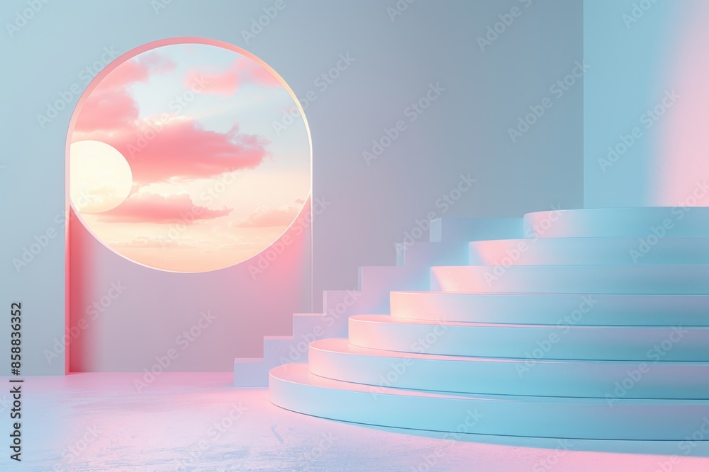 Minimalist pastel 3D render for webinar promotion, modern on a white backdrop. Minimalist pastel 3D render for webinar promotion, modern on a white backdrop.