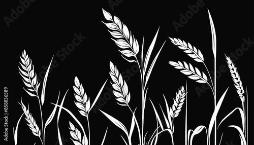 Minimalist Wheat Outline for Logo or Branding