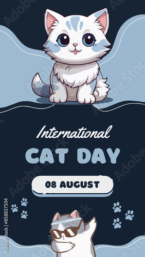 Blue Illustrative International Cat Day  photo