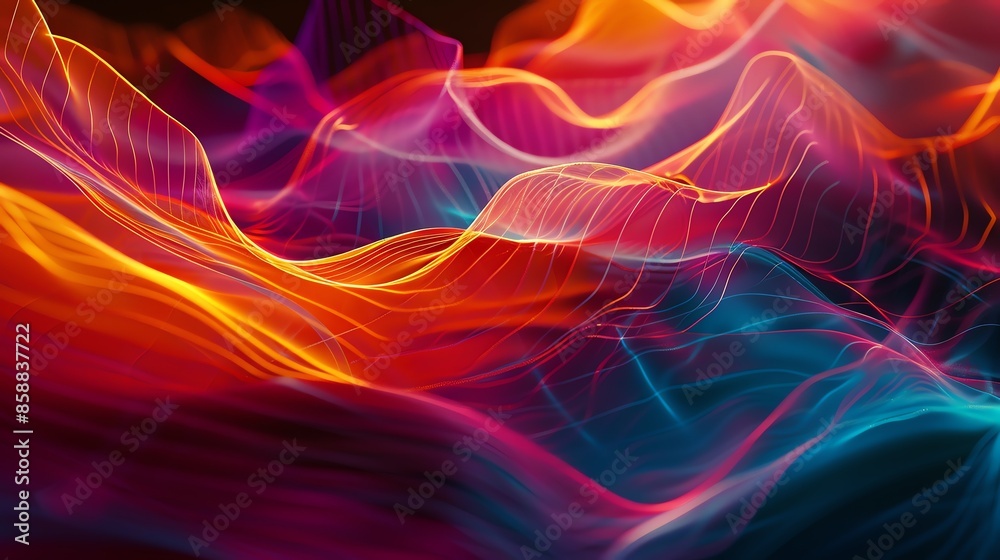 Abstract vibrant waves of colorful light creating a dynamic and mesmerizing visual effect, perfect for artistic and creative projects. Abstract vibrant waves of colorful light creating a dynamic and mesmerizing visual effect, perfect for artistic and creative projects.