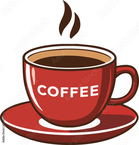 vector art of a coffee cup with Hot Coffee