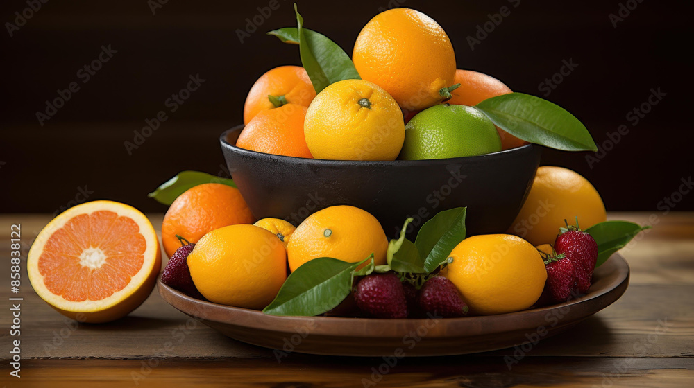 Fresh fruit platter with juicy strawberries and oranges, perfect for a healthy and colorful snack. Fresh fruit platter with juicy strawberries and oranges, perfect for a healthy and colorful snack.
