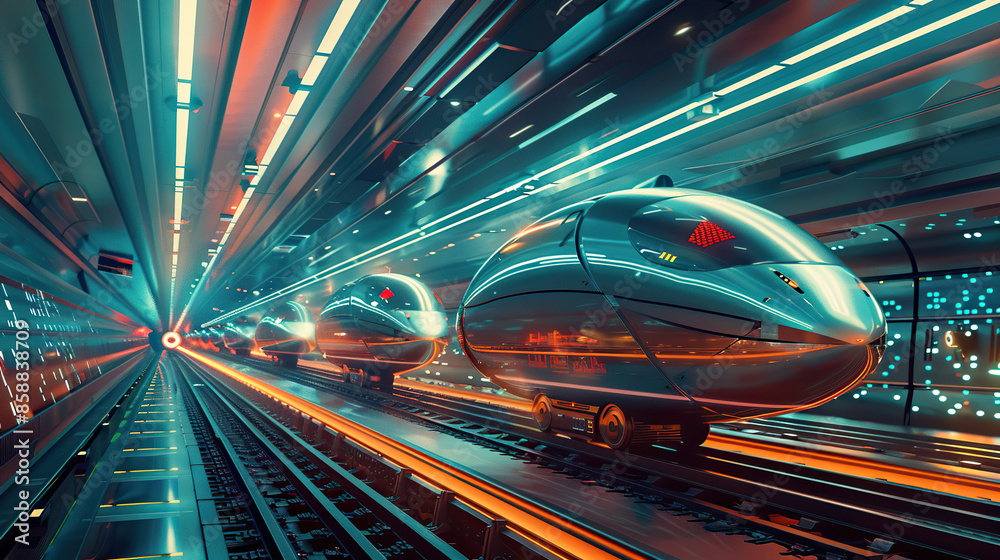 Fototapeta premium Journey Through Futuristic transport system