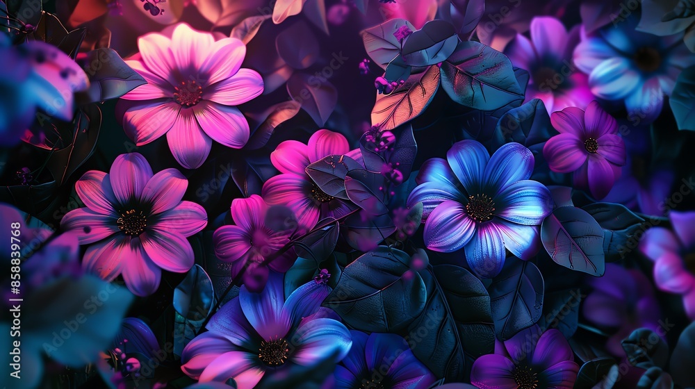 Vibrant and colorful flowers in shades of pink, purple, and blue, creating a stunning and mesmerizing floral background. Vibrant and colorful flowers in shades of pink, purple, and blue, creating a stunning and mesmerizing floral background.