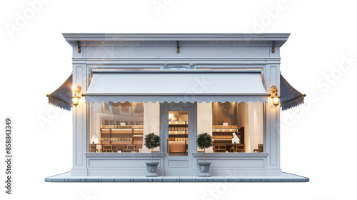 Cozy storefront of a bakery with a large window displaying delicious baked goods, inviting customers inside.