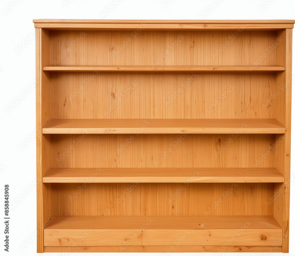 Empty wooden bookshelf, isolated on white background Empty wooden bookshelf, isolated on white background