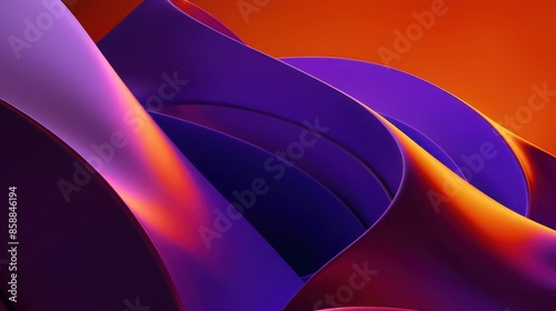 Matte purple futuristic 3D shapes on a dark orange abstract background