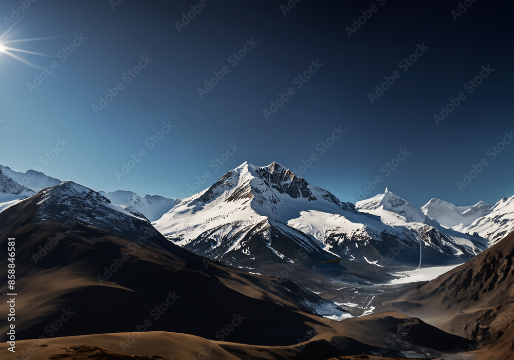Fototapeta premium Snow-draped mountains reaching for the heavens.