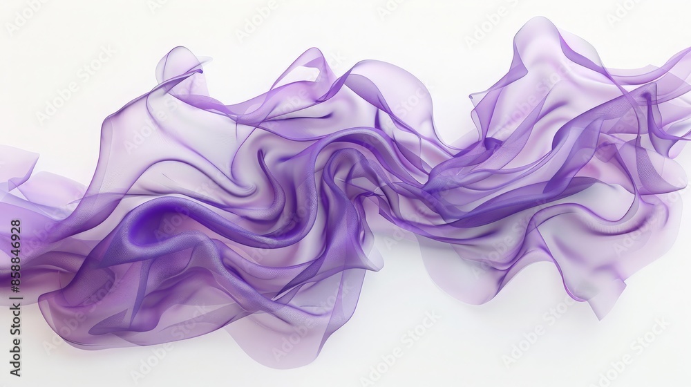 Abstract Purple Silk Tulle Fabric Flowing Waves Background Elegant, Ethereal Design