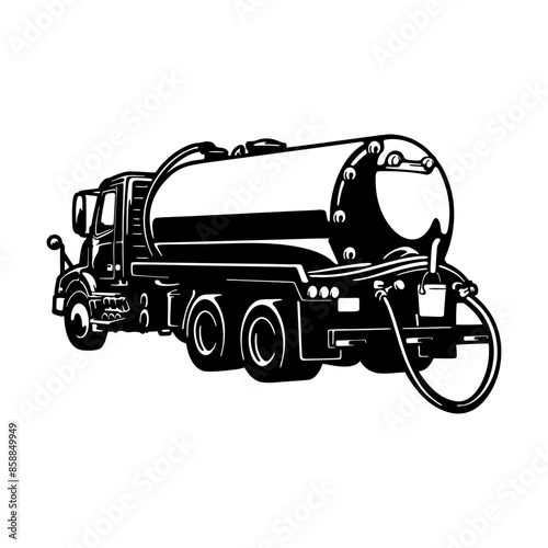 Septic Truck, Waste Removal - Special Vehicles, Heavy Equipment Stencil Cut File