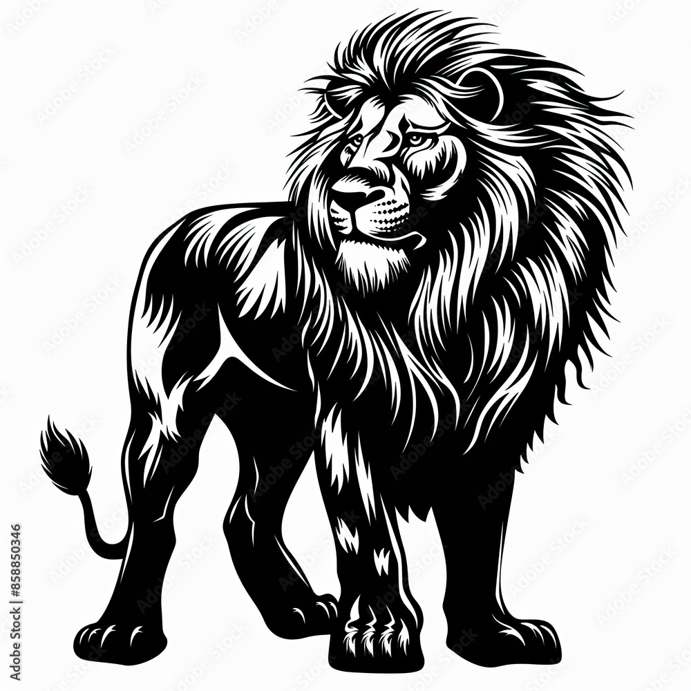 Fototapeta premium A black and white drawing of a lion