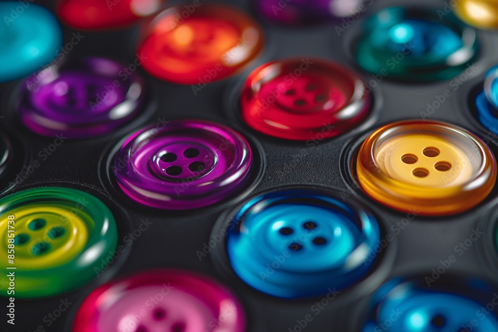Close-up of different colored buttons. Close-up of different colored buttons.