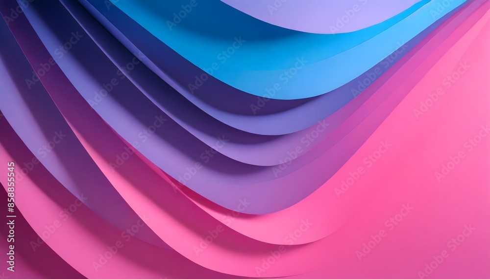Naklejka premium Vibrant Colorful Curves Background, Artistic Display of Color Spectrum and Paper Texture, abstract color stripe pattern, graphic, pink, blue, purple palette.