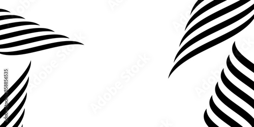 Black on white abstract perspective line wave with 3d dimensional effect isolated on white background