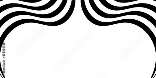 Black on white abstract perspective line wave with 3d dimensional effect isolated on white background