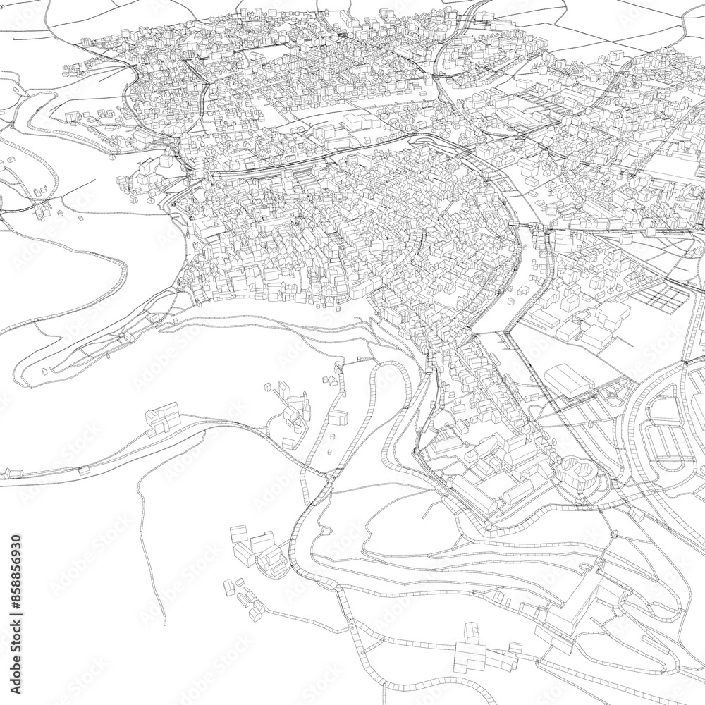 3D illustration of city and urban in Rothenburg ODT Germany 3D illustration of city and urban in Rothenburg ODT Germany