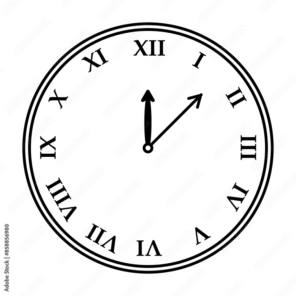 Roman numerals clock face. White clock design isolated on white background. Ready for your design. Clock icon. Time is the concept of pulsating. Analog clock vector icon. Symbol of time management Roman numerals clock face. White clock design isolated on white background. Ready for your design. Clock icon. Time is the concept of pulsating. Analog clock vector icon. Symbol of time management