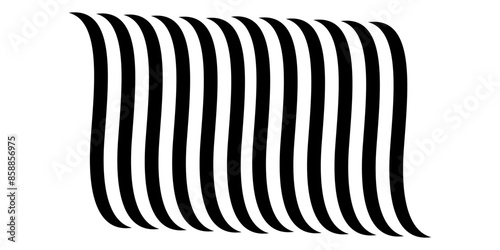 Black on white abstract perspective line wave with 3d dimensional effect isolated on white background
