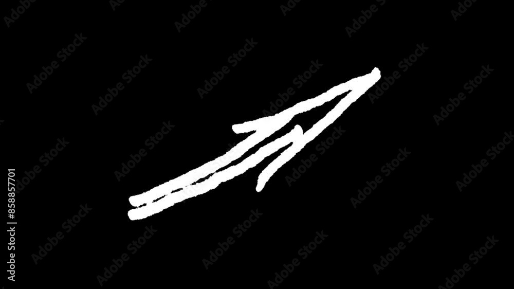 Animated symbol of an arrow with a loop.white arrow rising transparent channel, The white arrow on a black background. Animated symbol of an arrow with a loop.white arrow rising transparent channel, The white arrow on a black background.