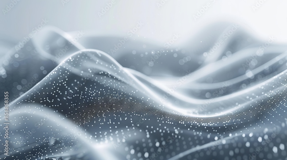 Grey and white abstract background with flowing particles for digital technology, futuristic concept, vector illustration Grey and white abstract background with flowing particles for digital technology, futuristic concept, vector illustration