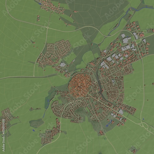 3D illustration of city and urban in Nordlingen Germany photo