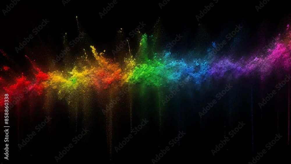 Granulated Inky Texture Flowing Multicolored Streak on a Black Background Granulated Inky Texture Flowing Multicolored Streak on a Black Background
