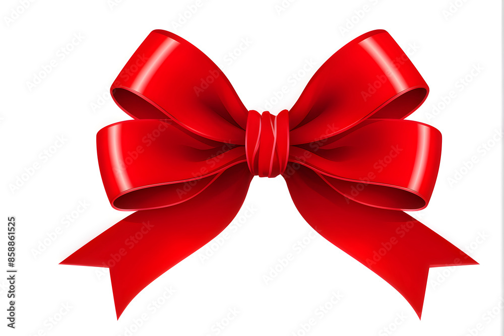 Red bow and ribbon. Vector realistic design element Red bow and ribbon. Vector realistic design element