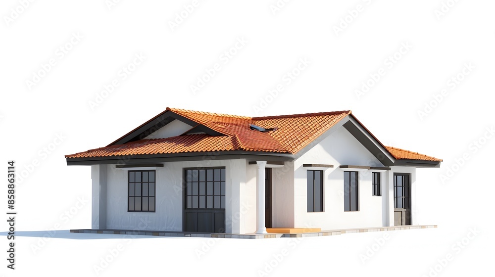 Cozy Suburban House with Tiled Roof and Modern Architecture Cozy Suburban House with Tiled Roof and Modern Architecture
