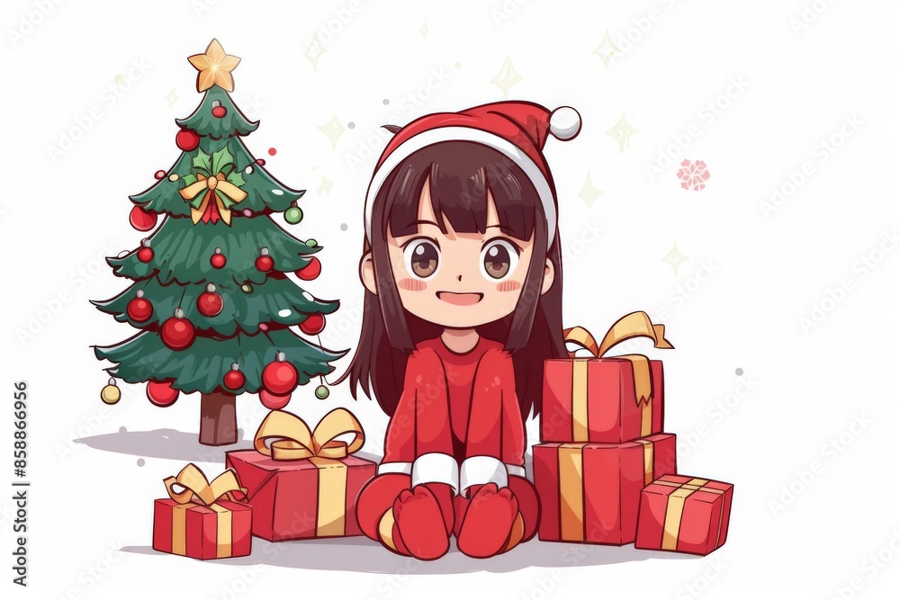 little girl sitting with christmas gift little girl sitting with christmas gift