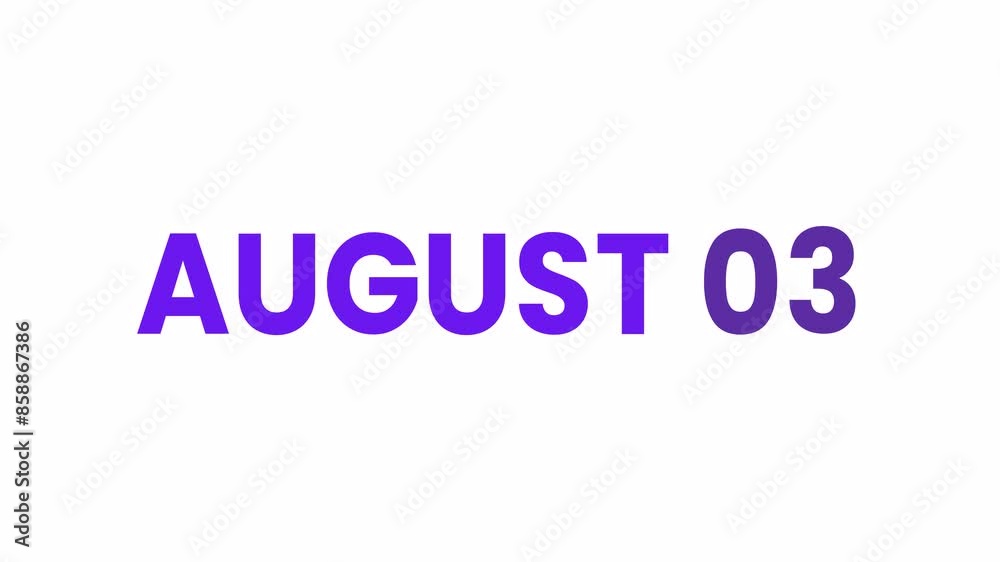 3rd August calendar icon animation. Alpha matte with transparent background 4K resolution. 3rd August calendar icon animation. Alpha matte with transparent background 4K resolution.
