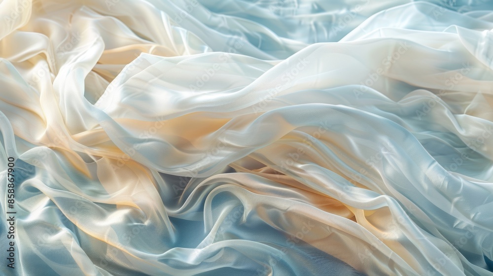 With each gust of wind the fabric gracefully sways mimicking the waves of the sea below. With each gust of wind the fabric gracefully sways mimicking the waves of the sea below.