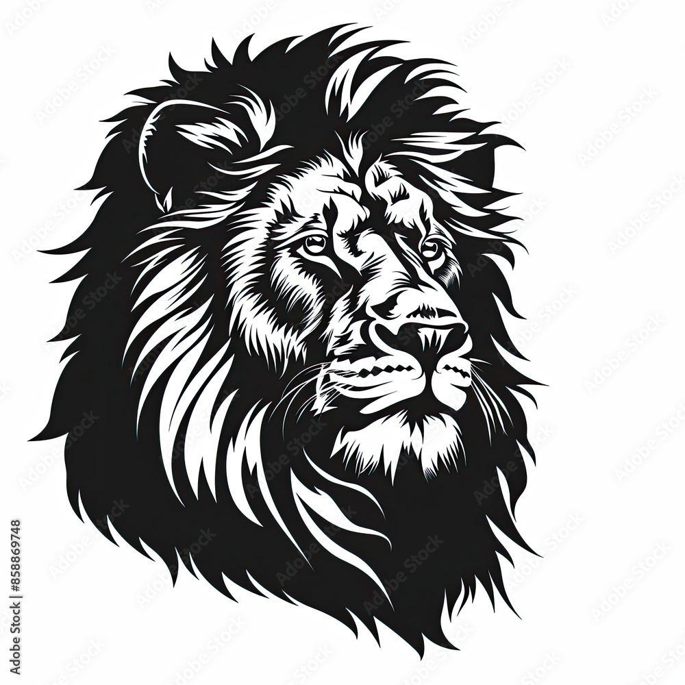 A black and white drawing of a lion A black and white drawing of a lion