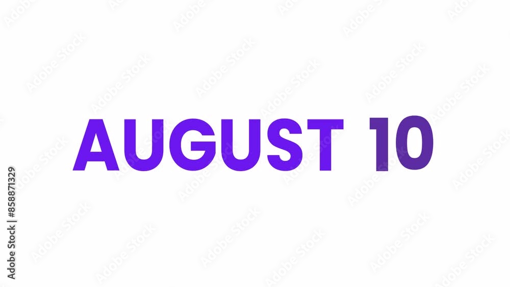 10th August calendar icon animation. Alpha matte with transparent background 4K resolution. 10th August calendar icon animation. Alpha matte with transparent background 4K resolution.