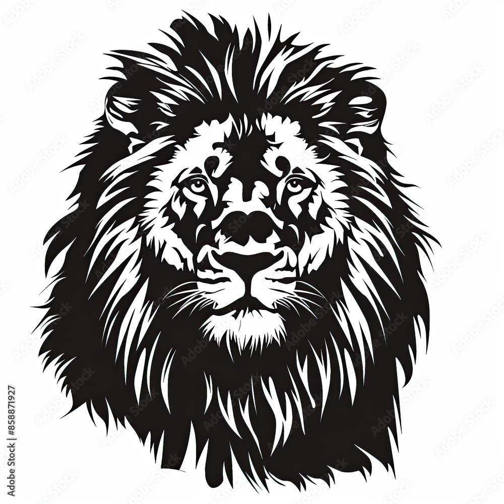 A black and white drawing of a lion A black and white drawing of a lion