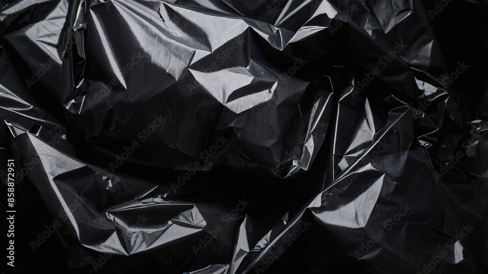 full frame abstract background of crumpled black plastic film bag full frame abstract background of crumpled black plastic film bag