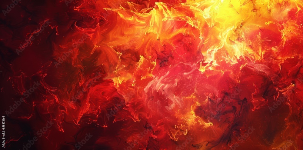 Abstract Flame Painting: Swirling Red and Yellow Hues Abstract Flame Painting: Swirling Red and Yellow Hues