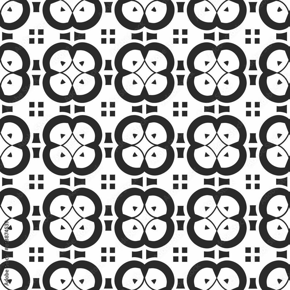 Obraz premium Modern Black and White Geometric Floral Pattern
