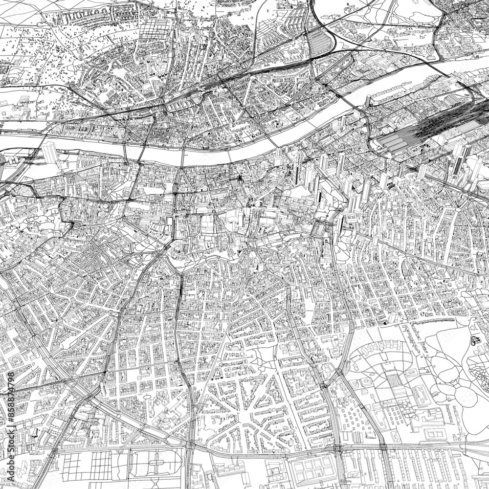 Fototapeta premium 3D illustration of city and urban in Frankfurt Germany