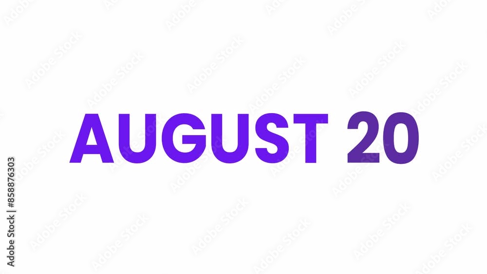 20th August calendar icon animation. Alpha matte with transparent background 4K resolution. 20th August calendar icon animation. Alpha matte with transparent background 4K resolution.