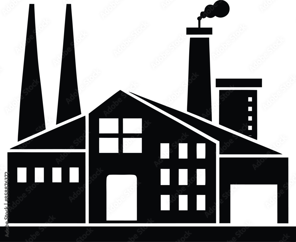 Fototapeta premium Factory silhouette vector illustration design